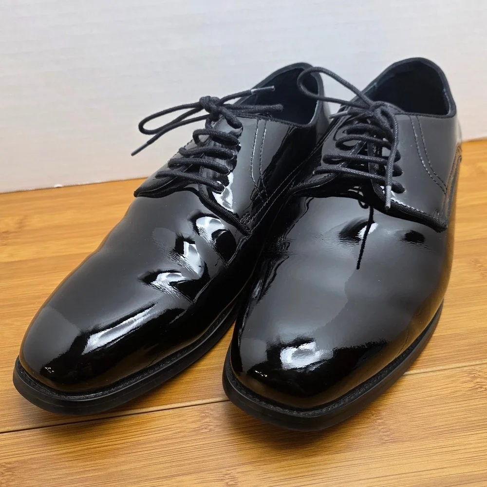 Jos. A. Bank Mens Black Patent Leather Tuxedo Derby Shoes Sz 10 2E 4HMJ 10201